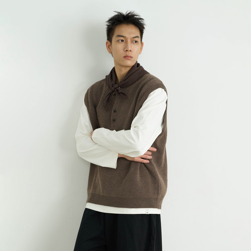 羊毛混纺简约休闲毛织背心