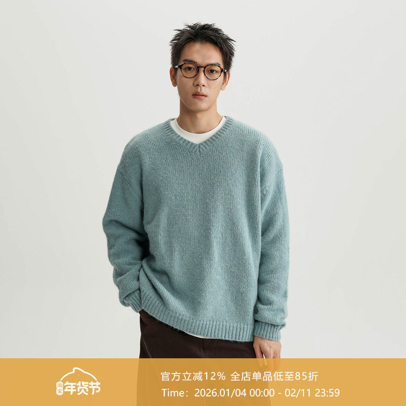 AWT25AW V领设计复古氛围感针织衫男女 简约百搭宽松慵懒毛衣男女,男装,针织衫/毛衣,淘宝优惠券,粉丝福利购,淘宝优惠卷