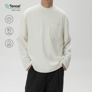 T恤 亲肤舒适感无性别宽松长袖 AWT25春夏 兰精莫代尔混纺