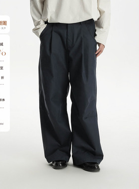 AWT25SS 棉锦混纺挺感 双膝省位斜纹chino宽松四季款休闲长裤