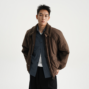 AWT25AW 简约防泼水棉服外套男女 3M新雪丽棉毛领宽松巴恩风夹克