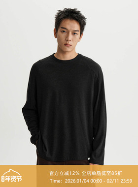 AWT25AW  轻抓绒混纺材质 线条分割设计长袖保暖T恤男女