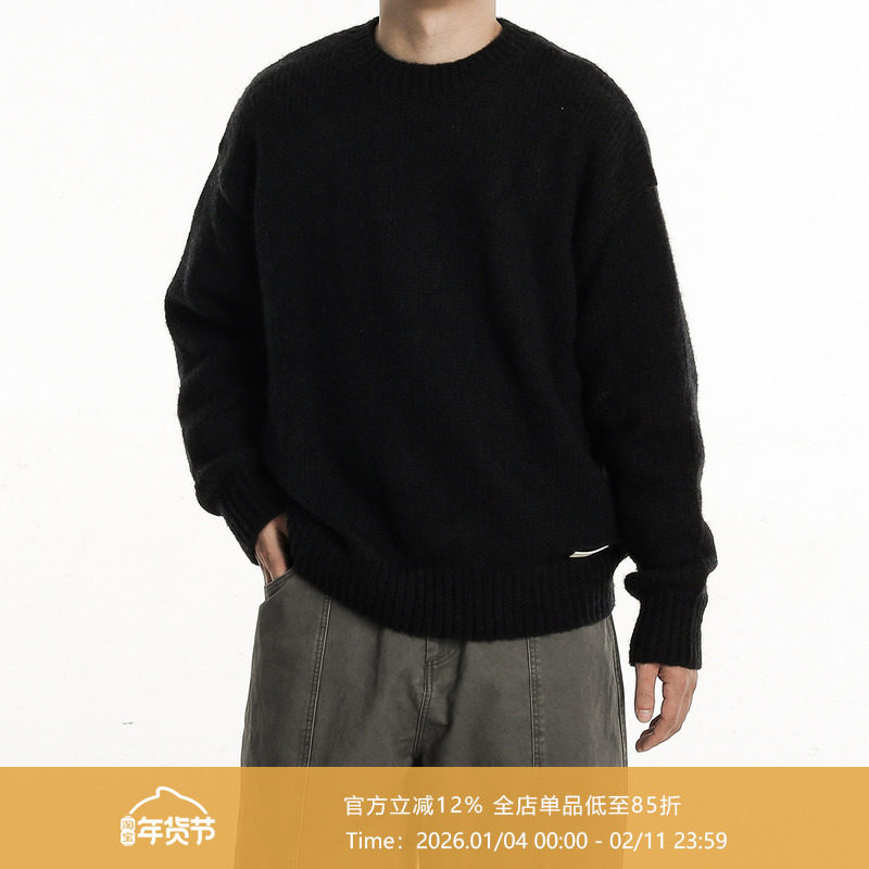 AWT24秋冬新款复古休闲圆领马海毛针织衫 慵懒感宽松多色毛衣男女,男装,针织衫/毛衣,淘宝优惠券,粉丝福利购,淘宝优惠卷