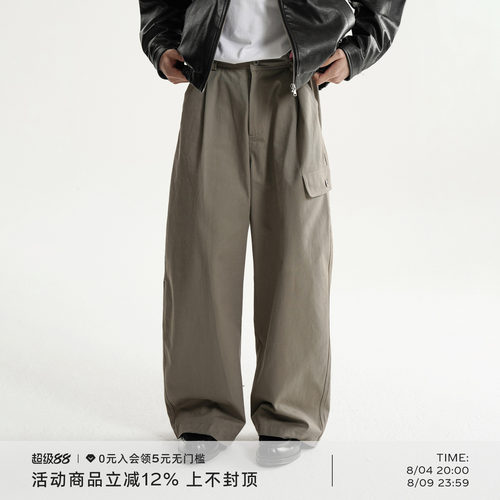 碳素磨毛宽松伐木工装直筒长裤