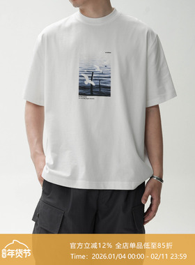 AWT25SS 自然景观飞鸟直喷印花 索罗娜宽松TEE