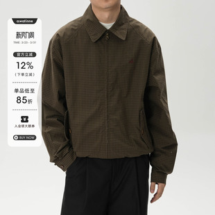 AWT25SS 复古感宽松翻领春秋夹克外套 全棉精纺三色混搭细格纹
