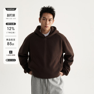 AWT25AW 「460G奥利绒」基础廓形分割连帽抓绒卫衣简约纯色帽衫