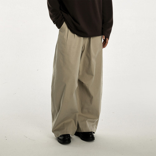 纯棉混纺宽松镰刀长裤