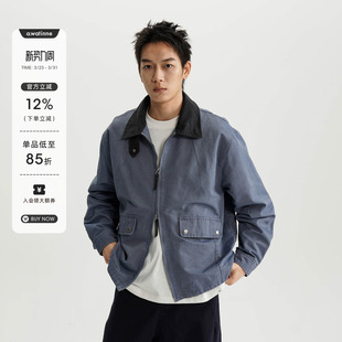 AWT25AW 外套男女 水洗做旧撞色翻领底特律夹克拉链短款