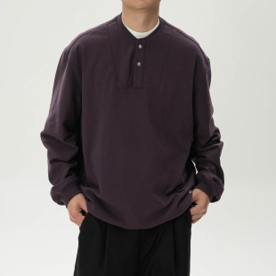 薄款 亨利领简约宽松长袖 卫衣男女 索罗娜双面舒适挺感 AWT25春夏