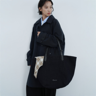 AWT26AW 手写logo刺绣牛仔大容量托特包上班通勤松弛氛围单肩包