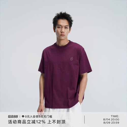 锚点线条飞鸟logo短袖T恤