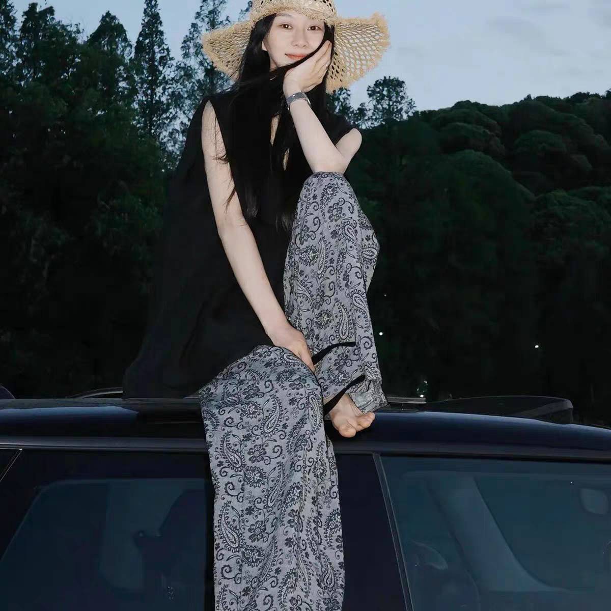 棉绸裤子女夏季薄款宽松休闲