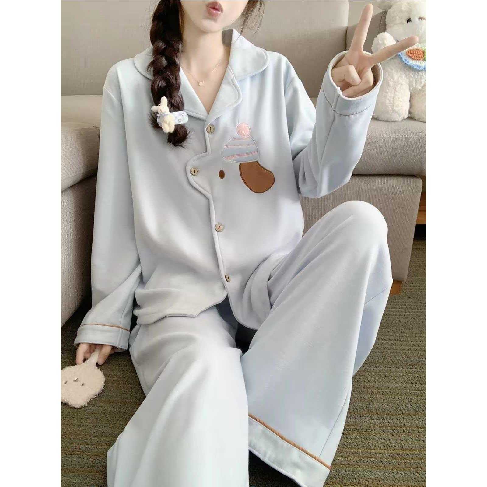 奶fufu德绒睡衣女秋冬季加厚保暖