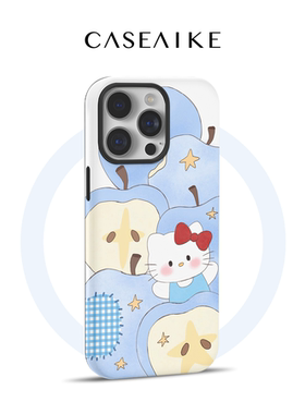 适用于苹果16promax手机壳磁吸iPhone15女款14pro蓝色苹果Kitty猫ip13菲林壳二合一12超火11pm防摔xm软保护套