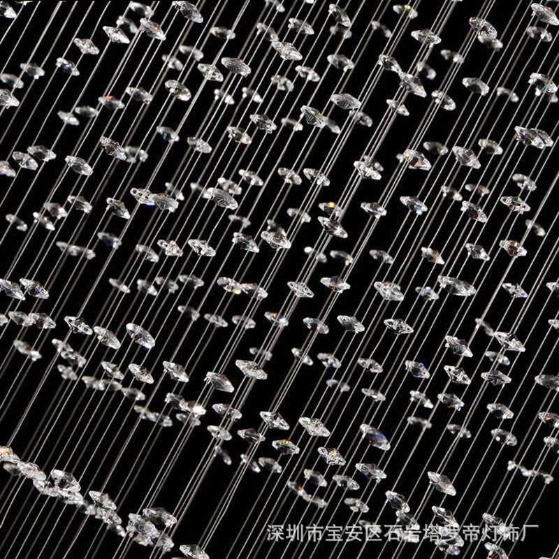 LED水晶吊线灯方形复式楼梯灯具创意客厅灯酒店大气别墅吊灯