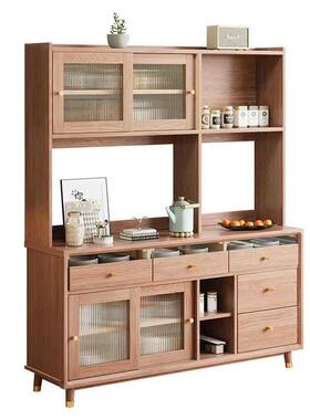 白MP-614蜡实木餐边柜厨餐收房纳碗柜客厅现代简约置木物架厅原木