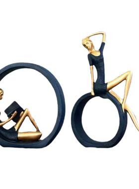 包饰邮o看书少女桌面件k客厅书房简约摆摆MY-081轻奢家居树脂摆件