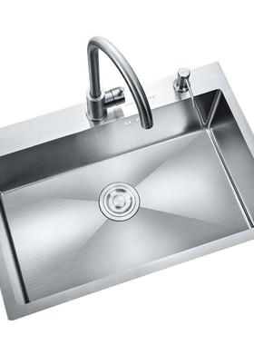 洗304锈钢手工拉单丝加厚单槽双槽水TZG槽套餐大槽不厨房菜盆洗碗