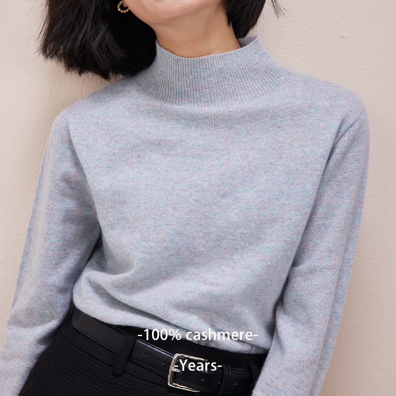 康赛妮100%纯山羊绒打底针织衫女