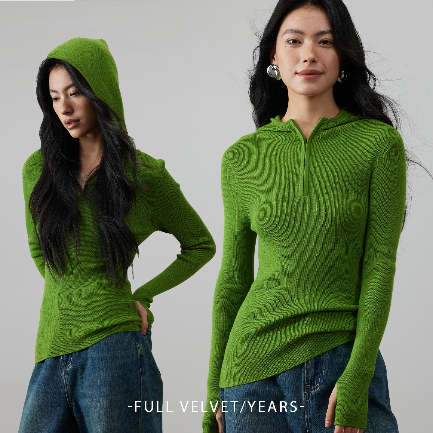 纯羊毛连帽修身针织衫通勤款上衣