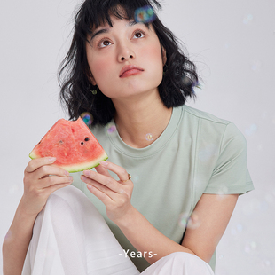 云感无压 真丝运动瑜伽显瘦短袖 韩系正肩圆领T恤上衣女2024新款