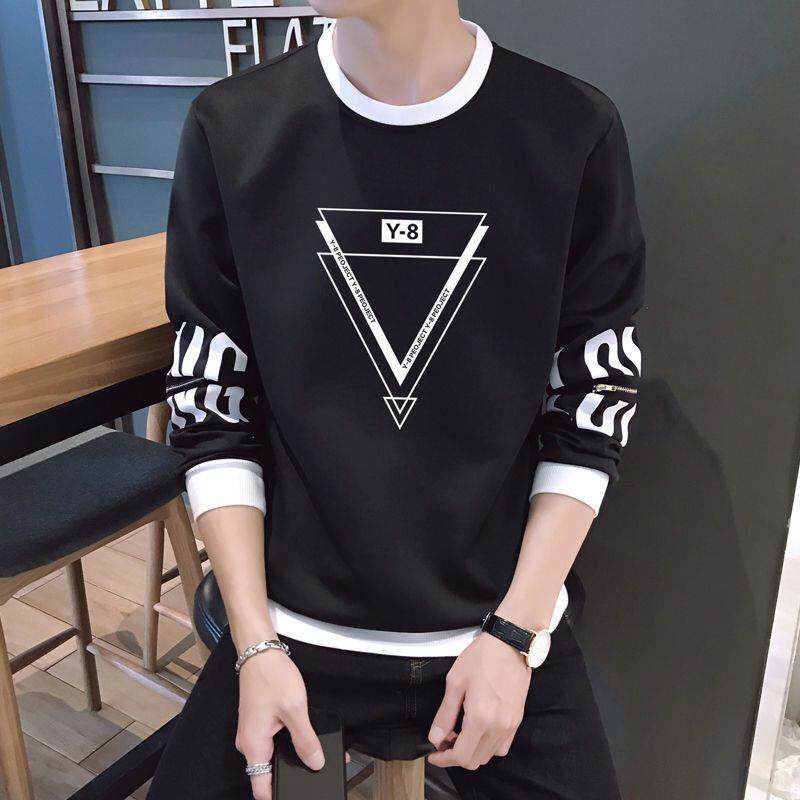 春季男装薄款卫衣男士卫衣修身男士t恤长袖男装休闲帅气ins打底衫