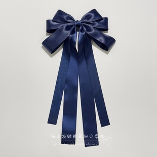 深蓝色系同款飘带大蝴蝶结发卡森系仙女表演出头饰少女学生发饰