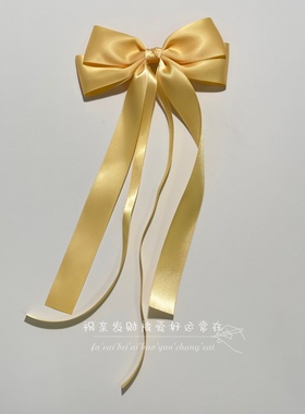 鹅黄色蝴蝶结长飘带发卡甜美古风仙女发夹头饰cosplay长发饰品