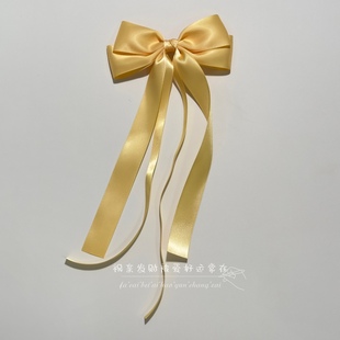 鹅黄色蝴蝶结长飘带发卡甜美古风仙女发夹头饰cosplay长发饰品