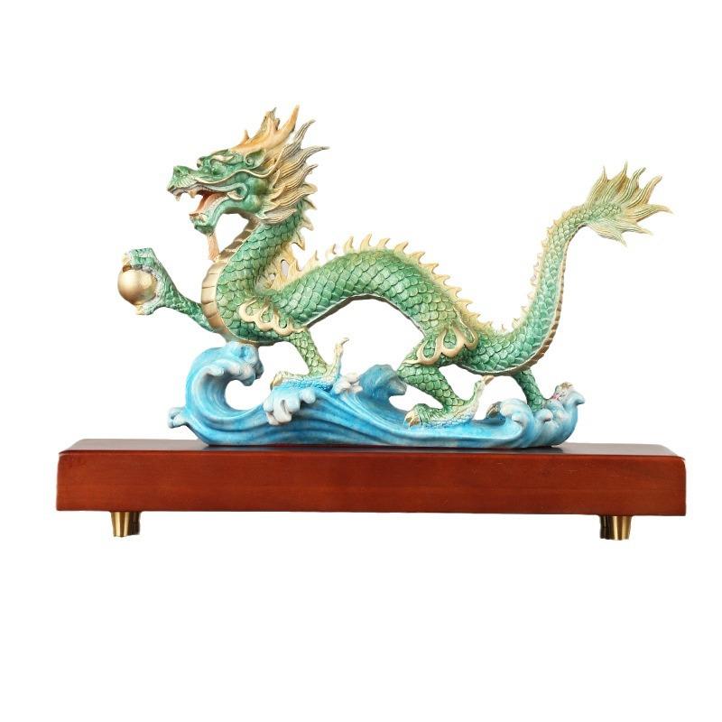 黄铜龙摆件龙行天下龙腾四海汉龙家居铜器工艺品