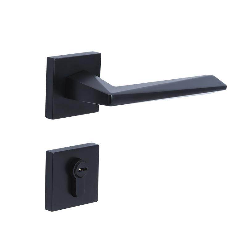 家用室内房门执手锁卧室黑色静音分体锁单舌简约木门机械门锁