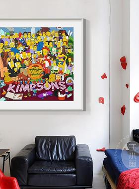 壁画芝床麻街辛普森一家卡通装饰画儿房ZXT童年头青少卧室挂画