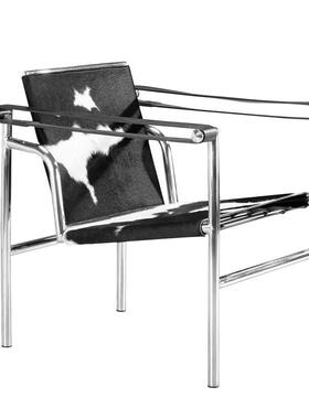 LC1Bascu22968lant皮air巴斯库兰椅简约现代闲艺休锈躺椅不钢沙发