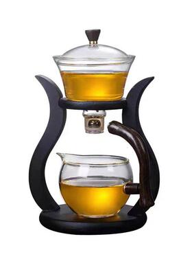 高硼硅玻璃装冲器半自茶懒人茶ali-6836具套家用动会客宫灯茶壶功