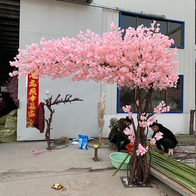 仿真樱花树桃花树假树大型仿真树商场婚庆室内装饰新春浅粉樱花树