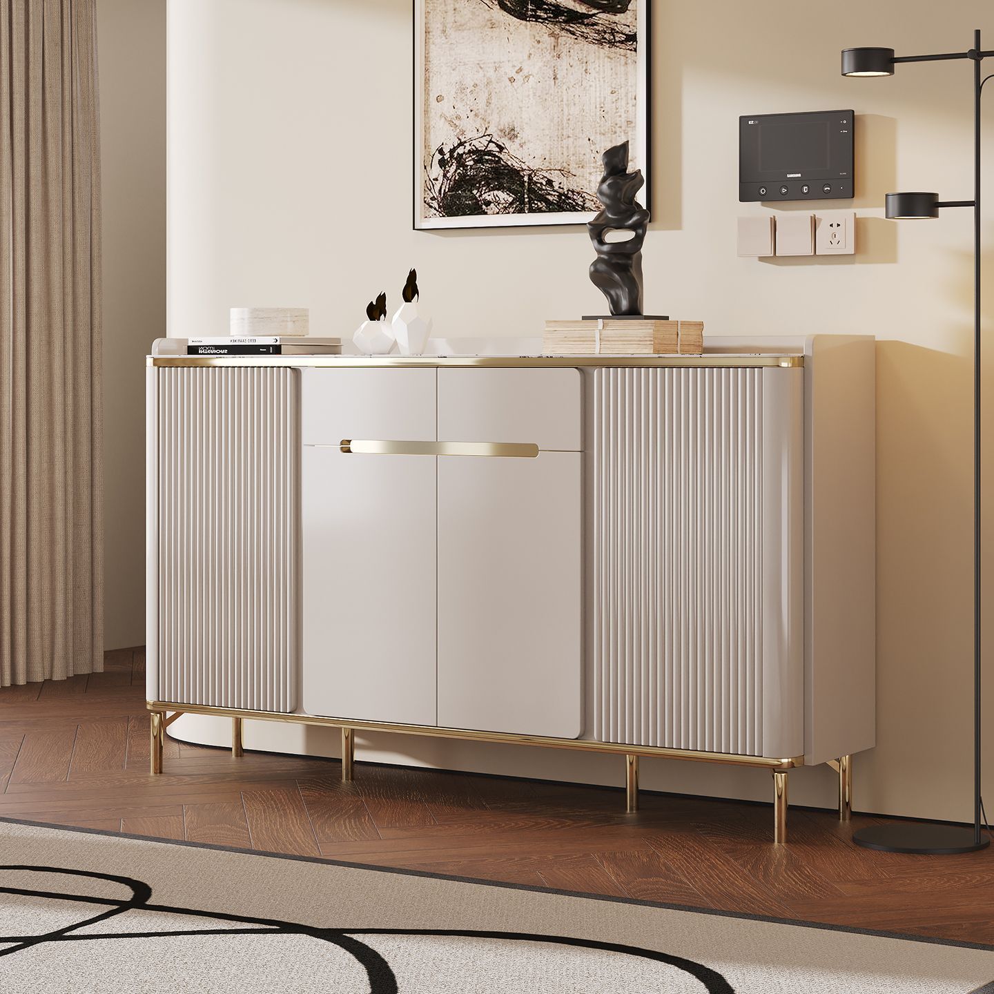 轻奢入户门口鞋柜家用客厅岩板玄关隔断柜大容量储物柜一体收纳柜