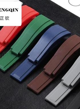适配rolex劳力士游艇名仕黑绿水鬼迪通拿GMT日志橡胶硅胶手表带