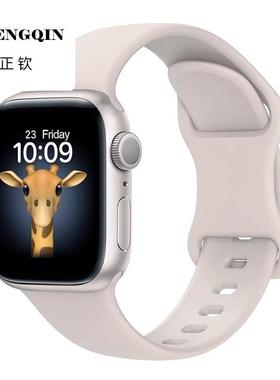 适用iWatchs10表带苹果手表applewatch9白色s9代硅胶蝴蝶扣iwatch