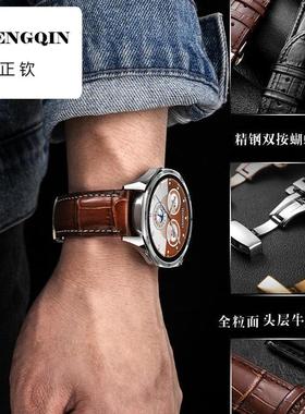 头层小牛皮适用华为手表表带GT5男款watch3pro蝴蝶扣GT4男士22mm