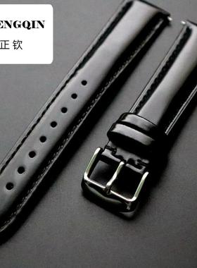适用真皮表带手工亮皮收手表带18 19 20 21 22mm马臀皮质感男女通