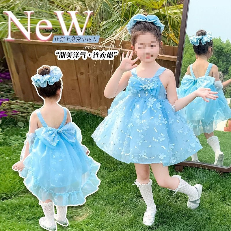 女童连衣裙夏装2025新款儿童洋气吊带洛丽塔公主裙宝宝女孩礼服
