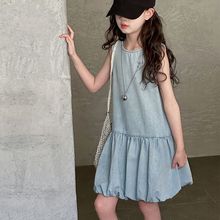牛仔花苞裙女童连衣裙新款夏季韩系牛仔裙子儿童洋气背心裙公主