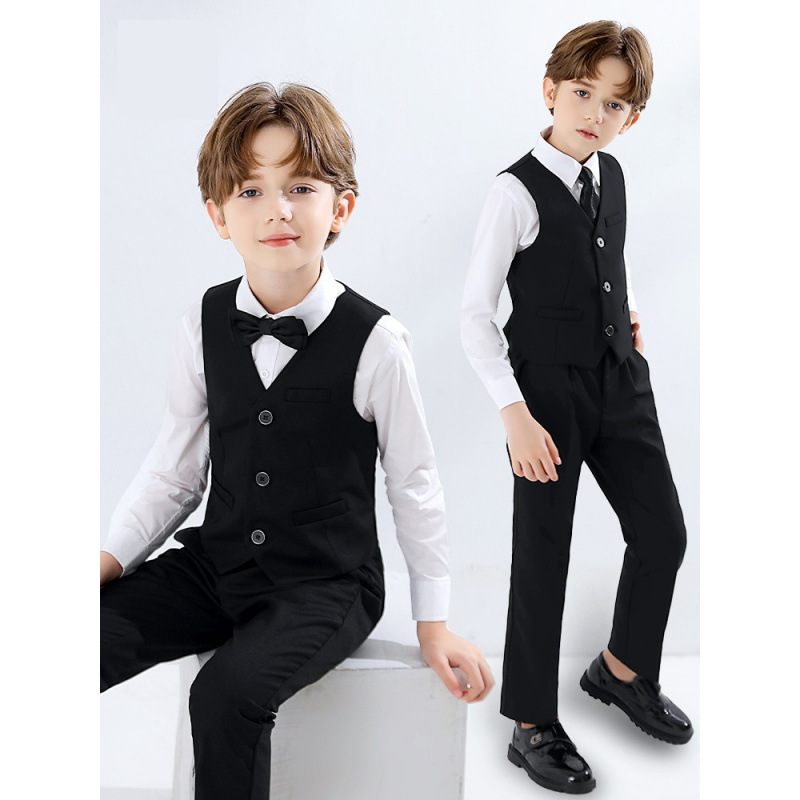 儿童2025春季新品男童西装马甲套装礼服花童主持演出礼服二