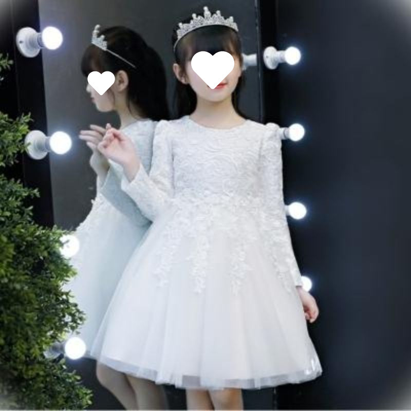 高端女童白色公主裙宝宝生日礼服裙花童裙蓬蓬裙纱儿童钢琴
