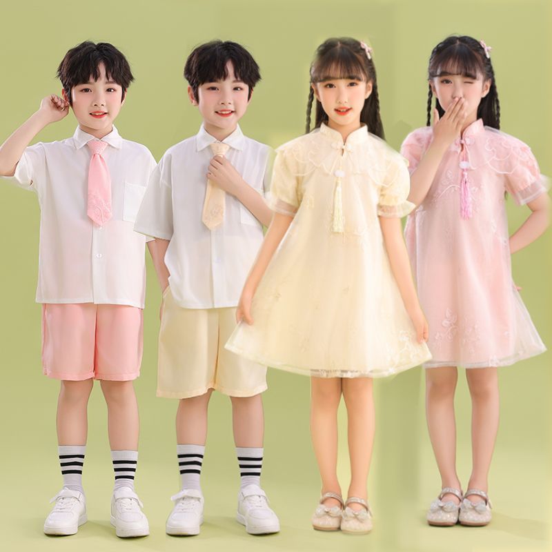 六一儿童中国风演出服小学生啦啦队服薄款幼儿园毕业季表演服装