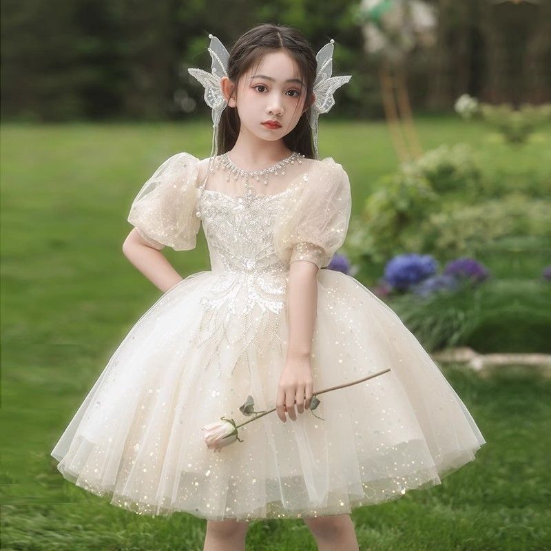 女童礼服高端生日花童婚礼小女孩儿童绝美公主裙主持人钢琴
