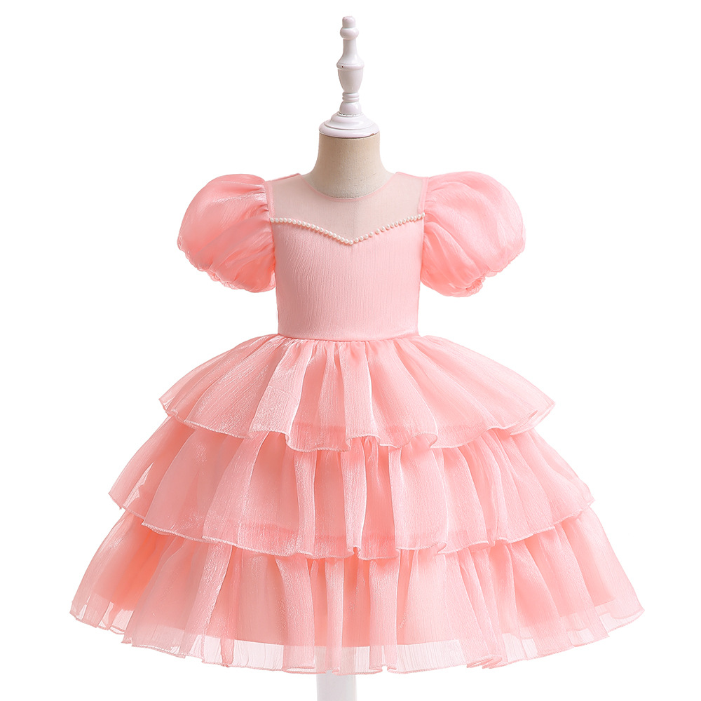Party Dresses跨境款花童裙女童钢琴演出儿童礼服网纱蛋糕公主裙