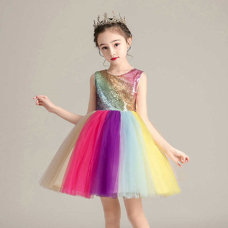 女童公主裙2020夏季婚纱礼服裙彩红裙子六一儿童裙中小童表演