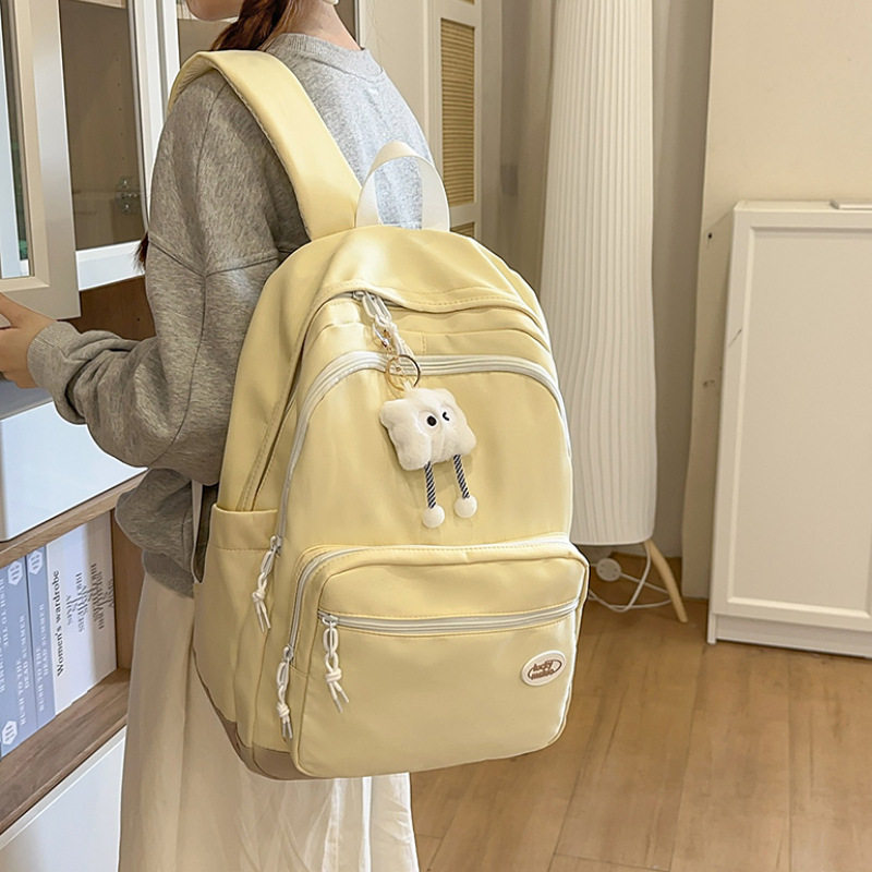 客订百搭学院风双肩包日系原宿简约学生上课书包美式休闲旅行背包